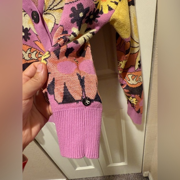 Scotch & Soda Flower Jacquard Cardigan Orchid Pink Lark in Bloom , size M - Picture 3 of 12